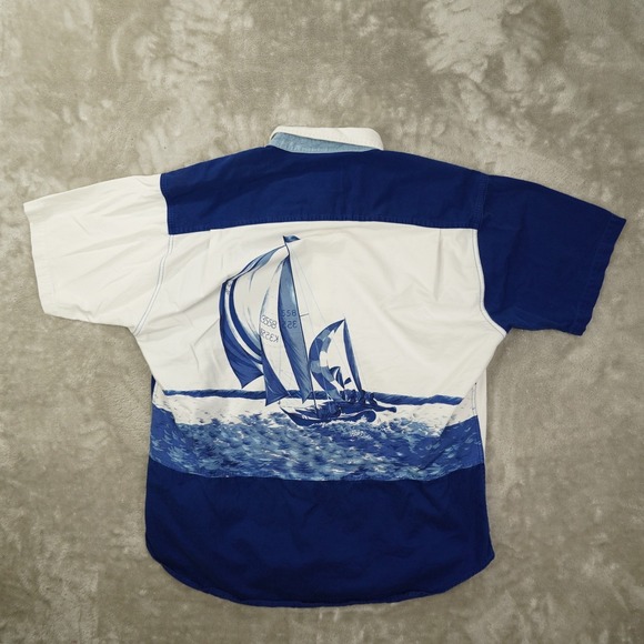 Chaps Other - Chaps Ralph Lauren Sailboat Graphic Button Up Shirt Men's XL Colorblock Nautical